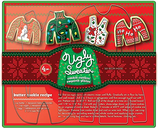 Fox Run Brands Ugly Sweater Cookie Cutter Set, Metallic