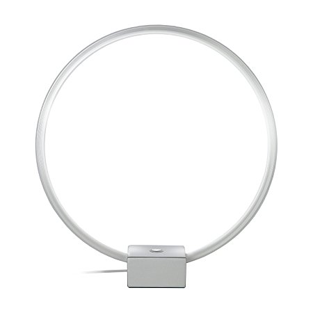 Brightech – Circle LED USB Table & Desk Lamp – Bright Orb of Light with Built-in Dimmer Brings Sci-Fi Ambiance to Contemporary Spaces – USB Port for Charging iPhones –12 Watts – Silver