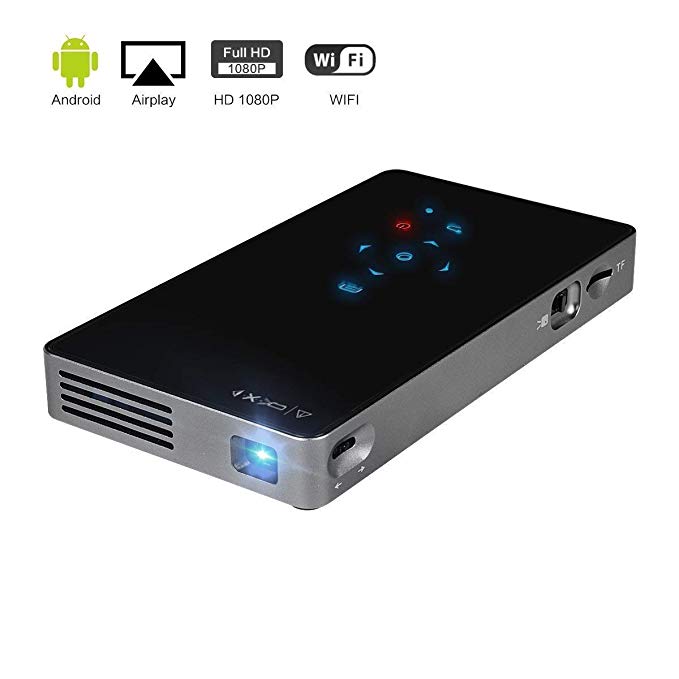 Mini Portable DLP Video Projector,Pico Movie Projector Support WiFi HDMI TF Card USB Compatible with iPhone Android for Multimedia Home Theater Meeting Laptop PC Audio Projectors for Indoor Outdoor