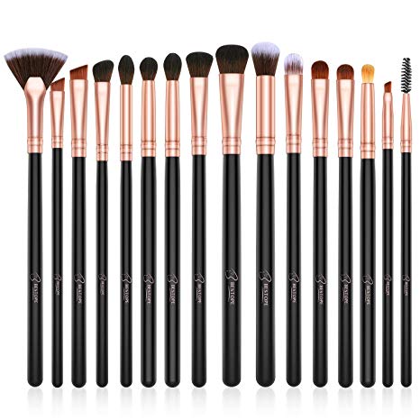 Eye Makeup Brushes Set,BESTOPE 16 Pieces Professional Cosmetics Brush, Eye Shadow, Concealer, Eyebrow, Foundation, Powder Liquid Cream Blending Brushes Set with Premium Wooden Handles