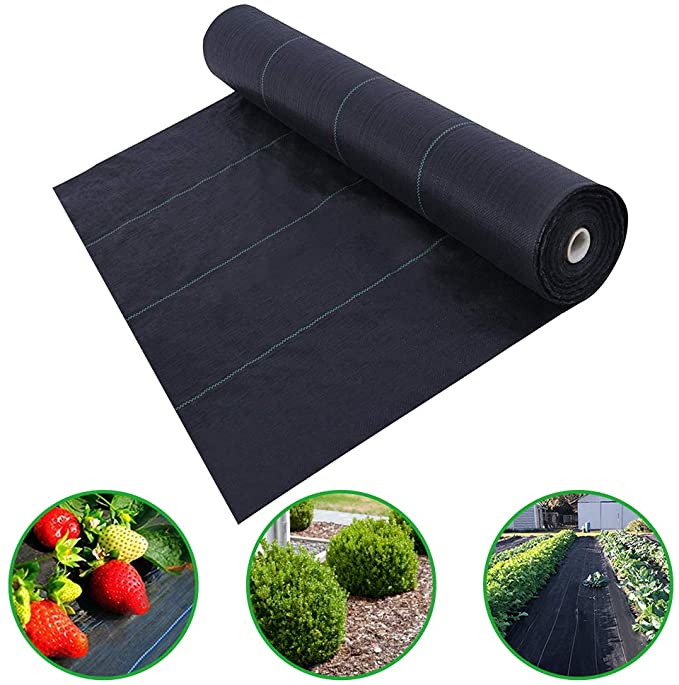 Agfabric 5x50ft Landscape Ground Cover Heavy PP Woven Weed Barrier,Soil Erosion Control and UV stabilized, Plastic Mulch Weed Block