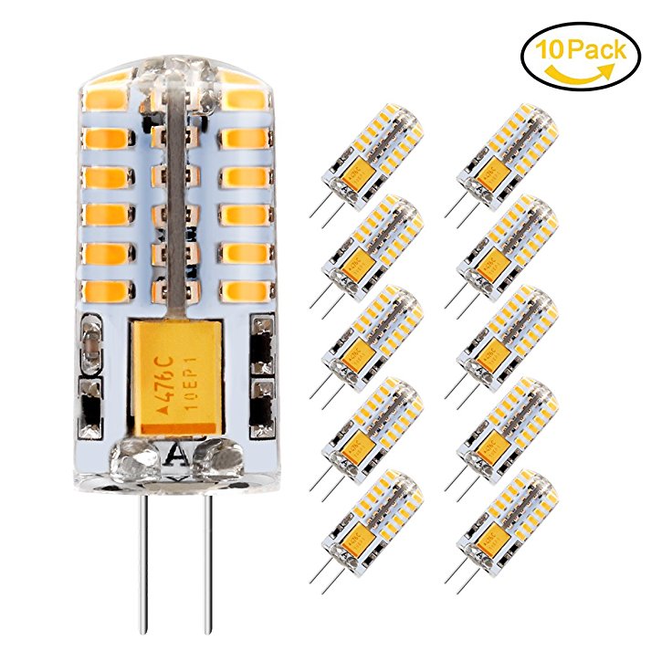 G4 LED Bulbs, Jpodream 3.5W 48 x 3014 SMD LED Energy Saving Bulbs Warm White 3000K, 300LM, 30W Halogen Bulbs Equivalent, AC / DC 12V LED Lamps - 10 Pack
