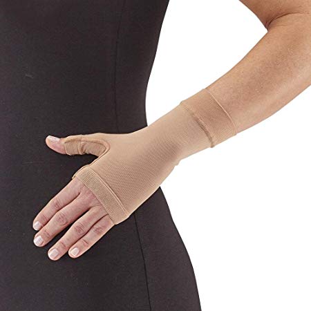 Ames Walker AW Style 705 Gauntlet 20 30 Firm Compression, Sand Small Treatment for Lymphedema Hand and Wrist Support