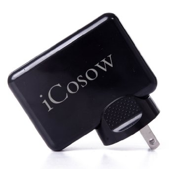 iCosowampiCosow8482 4-Port USB Wall Charger Travel Adapter for iPhone iPad Samsung Galaxy Nexus HTC Motorola LG and More-Black