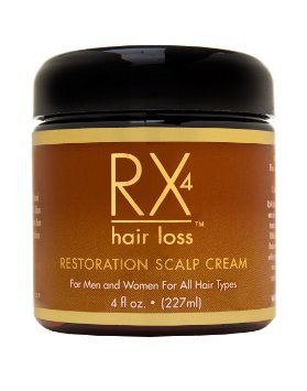 Rx 4 Hair Loss Restoration Scalp Cream for Men & Women, All Hair Types, 4 fl. Oz. with Hair Loss Guide