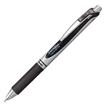 Pentel EnerGel RTX Retractable Liquid Gel Pen, Extra Fine Line, Needle Tip, Black Ink ,12 pack (BLN73-A)