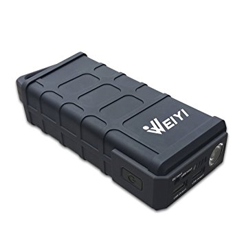 Weiyi Portable Car Jump Starter- 600A Peak Current & 11200mAh External High Rate Multivariate Battery Charger with 2 USB Ports,Black