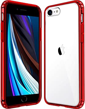 Mkeke Compatible with iPhone SE 2020 Case, iPhone 8 Case, iPhone 7 Case Clear Cases for iPhone SE 2nd Generation, iPhone 8 and iPhone 7-Red