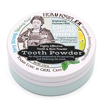 Frau Fowler Citrus Samurai Mint Tooth and Gum Powder, Botanically Clean, Teeth-Whitening, Remineralizing, Fluoride Free, Gluten Free, SLS Free used to Strengthen Enamel and Freshen Breath!