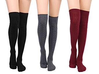 Simplicity Women's Soft Warm Knit Thigh-High Knee High Winter Socks - 1-3 Packs