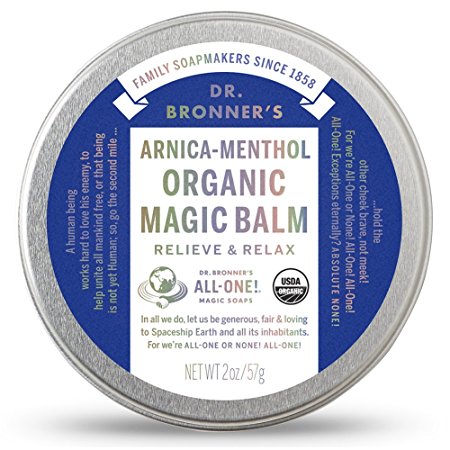 Dr. Bronner’s Arnica-Menthol Magic Balm. 2 oz. Organic Massaging Balm for Sore Muscles and Respiratory Relief