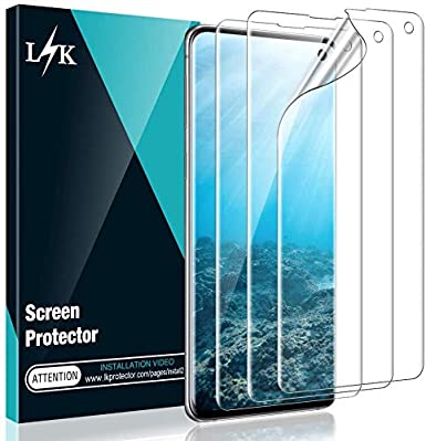 [3 Pack] L K Screen Protector for Samsung Galaxy S10, [New Version][Self Healing] [in-Display Fingerprint] HD Effect Flexible Film