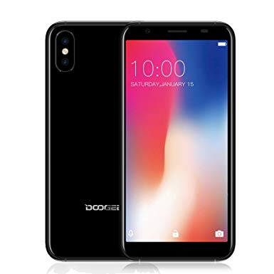 Mobile Phones, DOOGEE X55 3G Unlocked Smartphones, 7.0 Android Phone with 5.5 Inch HD IPS Screen - 16GB ROM - 8.0MP 8.0MP Dual Camera - Fingerprint - MT6580 Quad Core-2800mAh Battery - Black