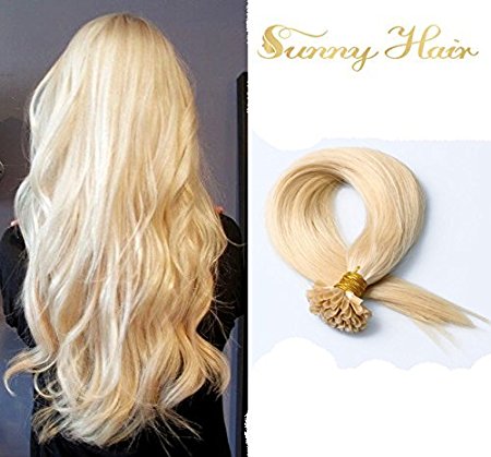 Sunny U Tip Keratin Remy Hair Extensions #613 Ash Blonde 18" 1g/s 50 Strands 50g Pre Bonded U Nail Tip Fusion Hair Extensions Human Hair
