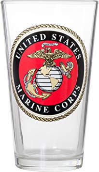 Officially Licensed United States Marine Corps Emblem Pint Glass