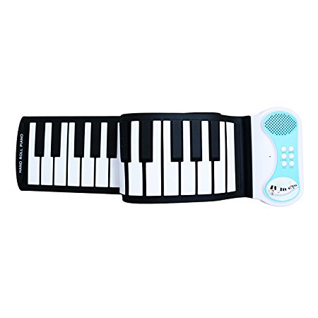 Sanmersen 49 Keys Soft Silicone Flexible Sensitive Children Kids Electronic Piano Keyboard Organ Roll-up with Louder Speaker for Beginner Musical Instruments Educational Toy Gift