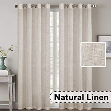 H.VERSAILTEX Natural Effect Extra Long Curtains Made of Linen Mixed Rich Material, Nickel Grommet Curtains Pair Window Curtains/Drape/Panels for Bedroom (Set of 2, 52 by 108 Inch, Angora)