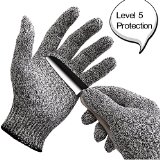 WISLIFE Cut Resistant Gloves Level 5 Protection Food GradeEN388 Certified Safty Gloves for Hand protection and yard-work Kitchen Glove for Cutting and slicing1 pair Large