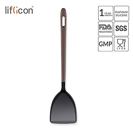Liflicon Cook Premium Silicone Pancake Turner in Hygienic Solid Coating And Stay-cool Nylon Handle FDA Certification with no BPA -Turner