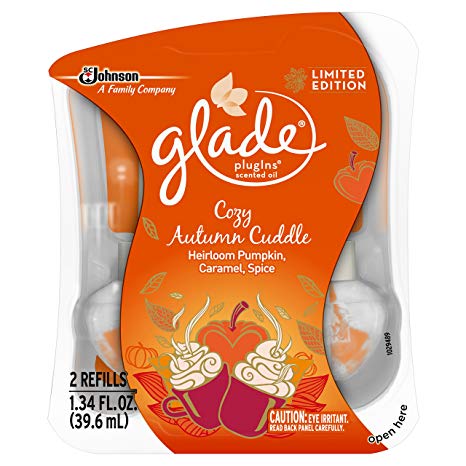 Glade 2 Piece Plugins Scented Oil Air Freshener Refill, Cozy Autumn Cuddle, 1.34 Fluid Ounce