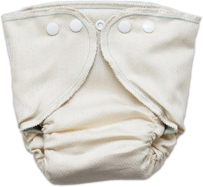 Osocozy Fitted Organic Diaper, 100% GOTS Certified Organic Cotton Birdseye Weave Fabric. Soft and Absorbent. Easy Snap Closures. Sewn in The USA. (Size: Medium 13-18 Lbs)