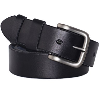 PAZARO Men's Leather Belts 100% Top Grain Super Soft Leather Belt 38mm Wide