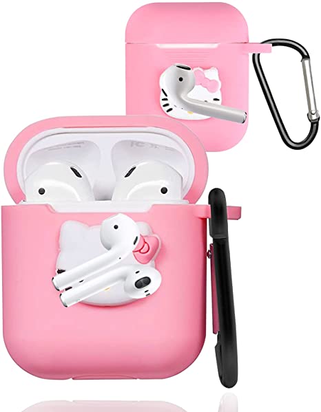 Airpods Case, Cute Kawaii Funny Animal Air pod case Full Protective Shockproof Cover, 3D Cartoon Funny Kawaii Soft Silicone Girls Teens Cover Case for Apple Airpods 2 &1 Charging Cases