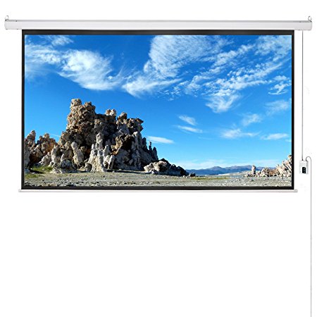 Cloud Mountain 100" 16:9 Matte White Projector Screen, Electric Motorized, Remote Control Business Home Theater Projection Screen
