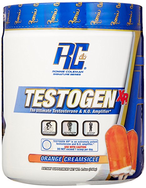Ronnie Coleman Signature Series Testogen-XR, Natural Testosterone Booster and Nitric Oxide Amplifing Combo, Orange Creamsicle, 240 Gram/30 Servings