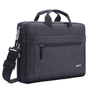 Mosiso Messenger Laptop Shoulder Bag for 15-15.6 inch 2017/2016 New MacBook Pro, MacBook Pro, Notebook, Compatible with 14 inch Ultrabook, Polyester Briefcase with Adjustable Depth at Bottom, Black