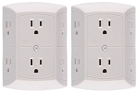 2 X GE Grounded Adapter-Spaced Six-Outlet Tap