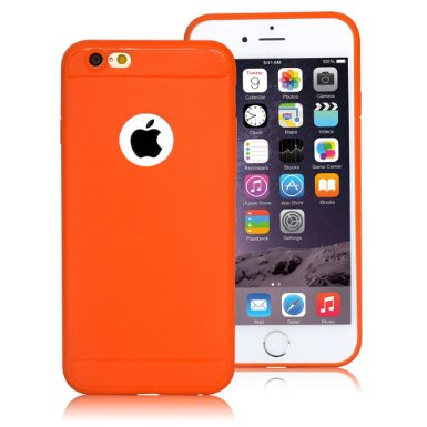 iPhone 6s/6 Case,LoTus[Scratch Resistant ] Jelly Orange Ultra Slim Flexible Soft Rubber TPU Gel Protective Cover perfect fit for iPhone 6/6s-with Small Little Gifts-Orange