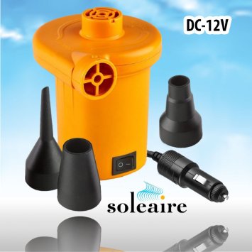 Soleaire SA-102P Turbo 12V DC Car Lighter Adaptor Inflator Inflatable Air Pump for Bed, Mattress and Water Inflatables, Tangerine