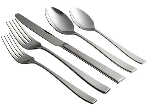 Jaf Gifts 20 Piece Flatware Set With Silver Sandblast Finish - Stainless Steel Cutlery Service For 4 With Soup Spoon, Teaspoon, Dinner Knife, Dinner And Salad Fork