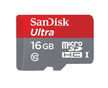 SanDisk Ultra 16GB Ultra Micro SDHC UHS-IClass 10 Card with Adapter SDSQUNC-016G-GN6MA