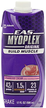 EAS Myoplex Original Ready-to-Drink Nutrition Shake, Strawberry, 4 Count, 17 Ounce (Pack of 3)