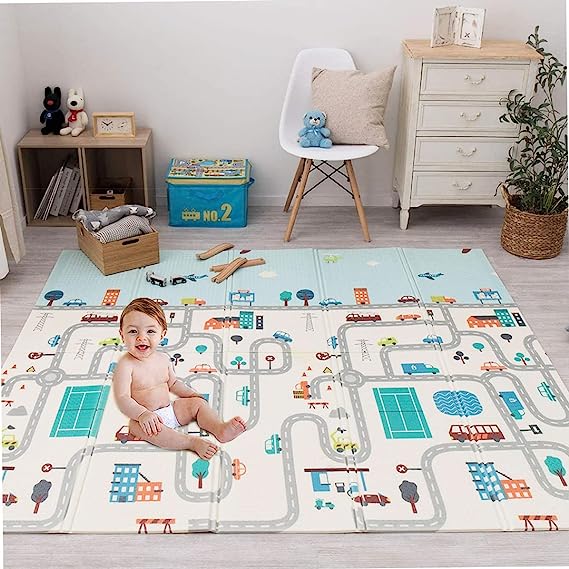 Graco Foldable Foam Baby Play Mat Early Learning Cognitive Playmat for Large Mats Double Side Soft Baby Play Crawl Floor Mat Waterproof Portable Outdoor/Indoor Use (Multicolour)