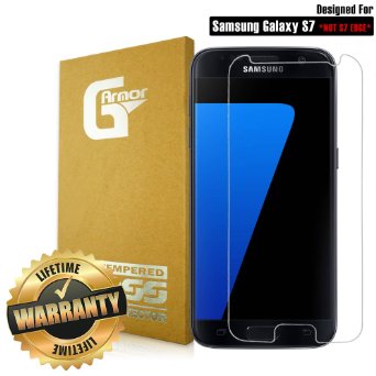 Galaxy S7 Tempered Glass Screen Protector by G-Armor - 03mm Ultra Clear Scratch Resistant Protective Shield with Lifetime Warranty