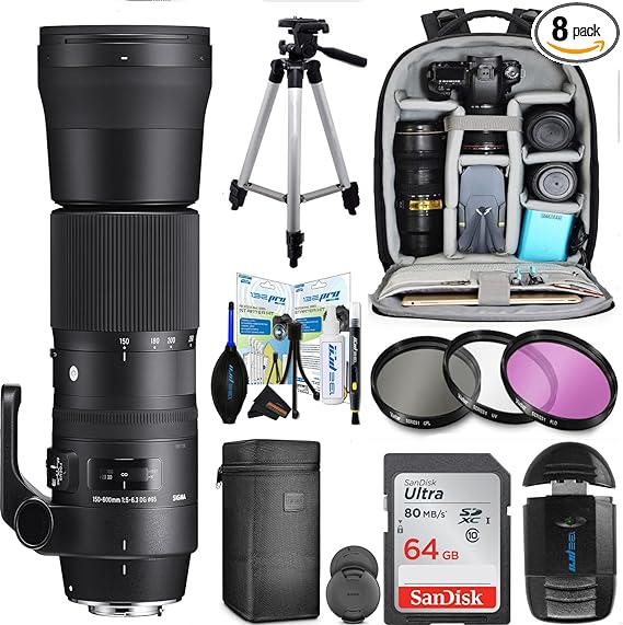 Sigma 150-600MM 5-6.3 Contemporary DG OS HSM Lens for Canon with 95mm Protection Filter   Sunshine Photo Pro Accessories Bundle...