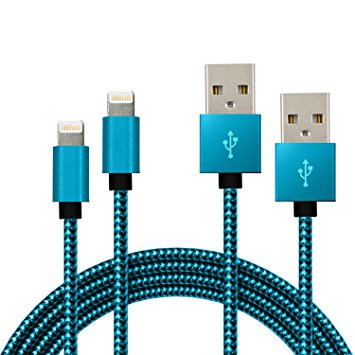 [2PACK 3ft] iPhone Cable JSDION Nylon Braided Lightning Cable/ iPhone Charger Cable for iPhone 6 / 6s / 6 plus / 6s plus / 5 / 5s / 5c / SE / 7 / 7 plus / 8 / 8 plus / X - 1 m (3.3ft) - Blue