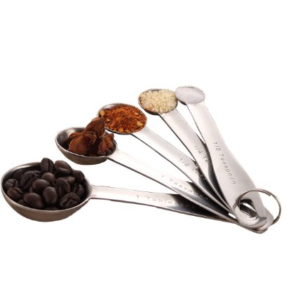 Smaier Measuring Spoons Set of 5 Stainless Steel Engraved Spoon for Measure Dry & Liquid Ingredients