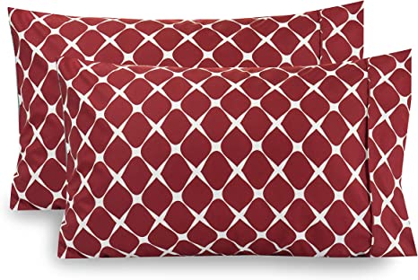 Elegant Comfort Luxury Ultra-Soft 2-Piece Pillowcase Set 1500 Thread Count Egyptian Quality Microfiber Double Brushed Wrinkle Resistant, Bloomingdale Burgundy, Standard/Queen Size