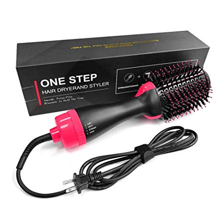 LANDOT One Step Hair Dryer and Volumizer,Professional Salon Hot Air Brush Styler and Dryer 3-in-1 Negative Ion Straightener&Curly Brush Hair Dryer with Comb for All Hair Type with Anti-Scald Feature