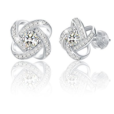 J.Rosée Jewelry Sterling Silver “Never Ever Be Apart” Earrings Cubic Zirconia Studs Earrings