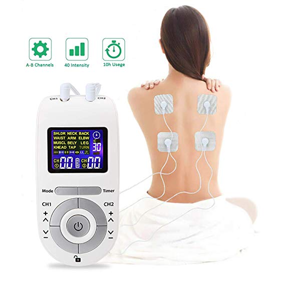 Tens Machine For Pain Relief,Full Body Acupuncture Massage Muscle Pain Relief Treatment for Pain Management with Digital LCD,12 Modes,40 intensity,AB Channels