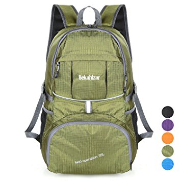 Bekahizar Lightweight Backpack 35L Foldable Hiking Daypack Packable Travel Day Bag for Outdoor Camping Cycling Trekking Day Trips