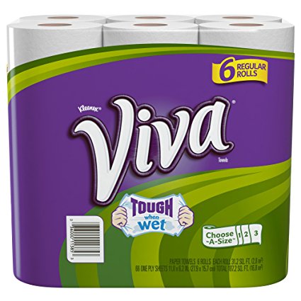 Viva Paper Towels, Choose-A-Size, Regular Roll, 6 Count