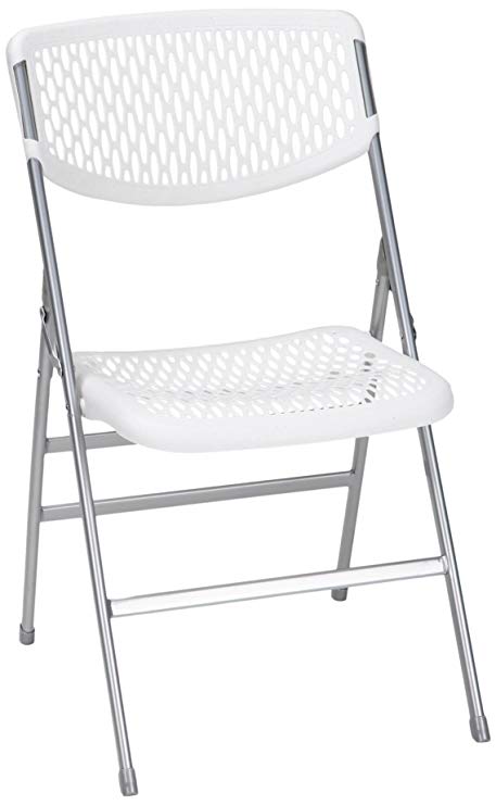 COSCO Commercial Resin Mesh Folding Chair, White, 4-pack