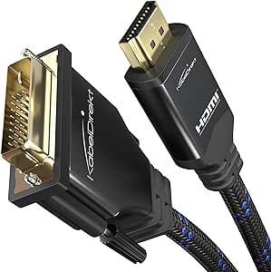 KabelDirekt – Câble Adaptateur HDMI vers DVI – 2 m – Contre interférences Signal A.I.S. (Cable Moniteur bidirectionnel DVI-D 24 1, connecte Dispositif HDMI à Moniteur DVI, Full HD/1080p, tressé)