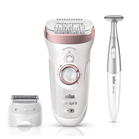 Braun Epilator, Hair Removal for Women, Series 9-890 Silk-Epil Sensosmart Epilator with Shaver and Face / Bikini Trimmer